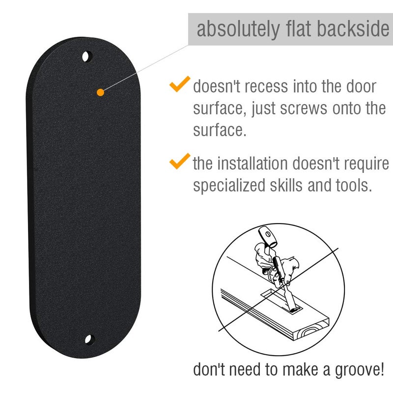 Tibres - Finger Pulls for Closet - 4.75" Oval Sliding Door Pulls - Flush Pulls for Pocket Door - Matte Black - Set of 2 - Image 2